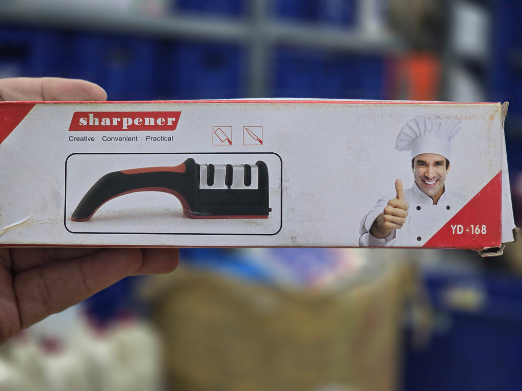 KITCHEN KNIFE SHARPENER 4 STAGE STEEL CERAMIC COATED KITCHEN SHARPENING TOOL HELPS REPAIR AND POLISH BLADES