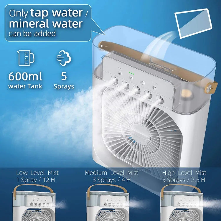 Portable USB Air Cooler Fan with Dream Light and Humidifier