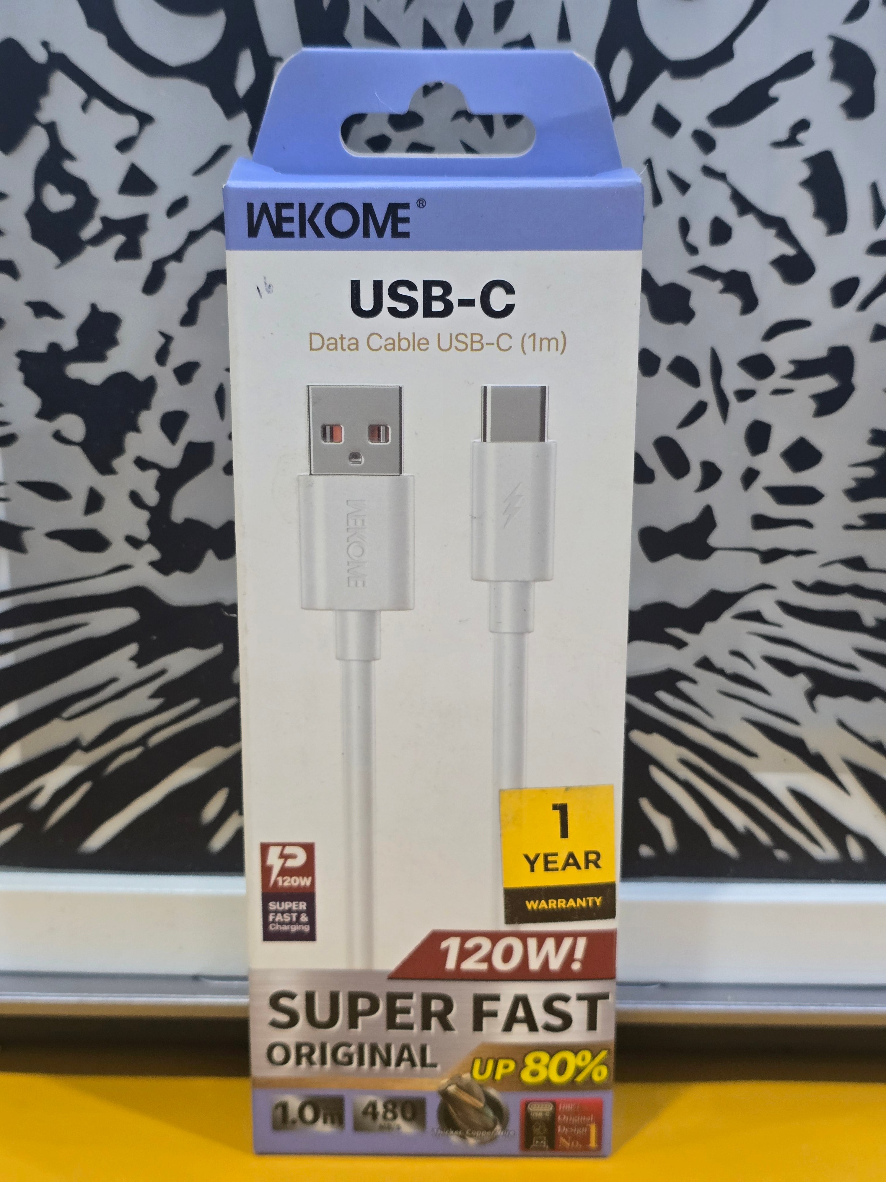 Wekome USB-A to USB-C Super Fast Charging Cable 120W – 1 Meter | Original with 1 Year Warranty
