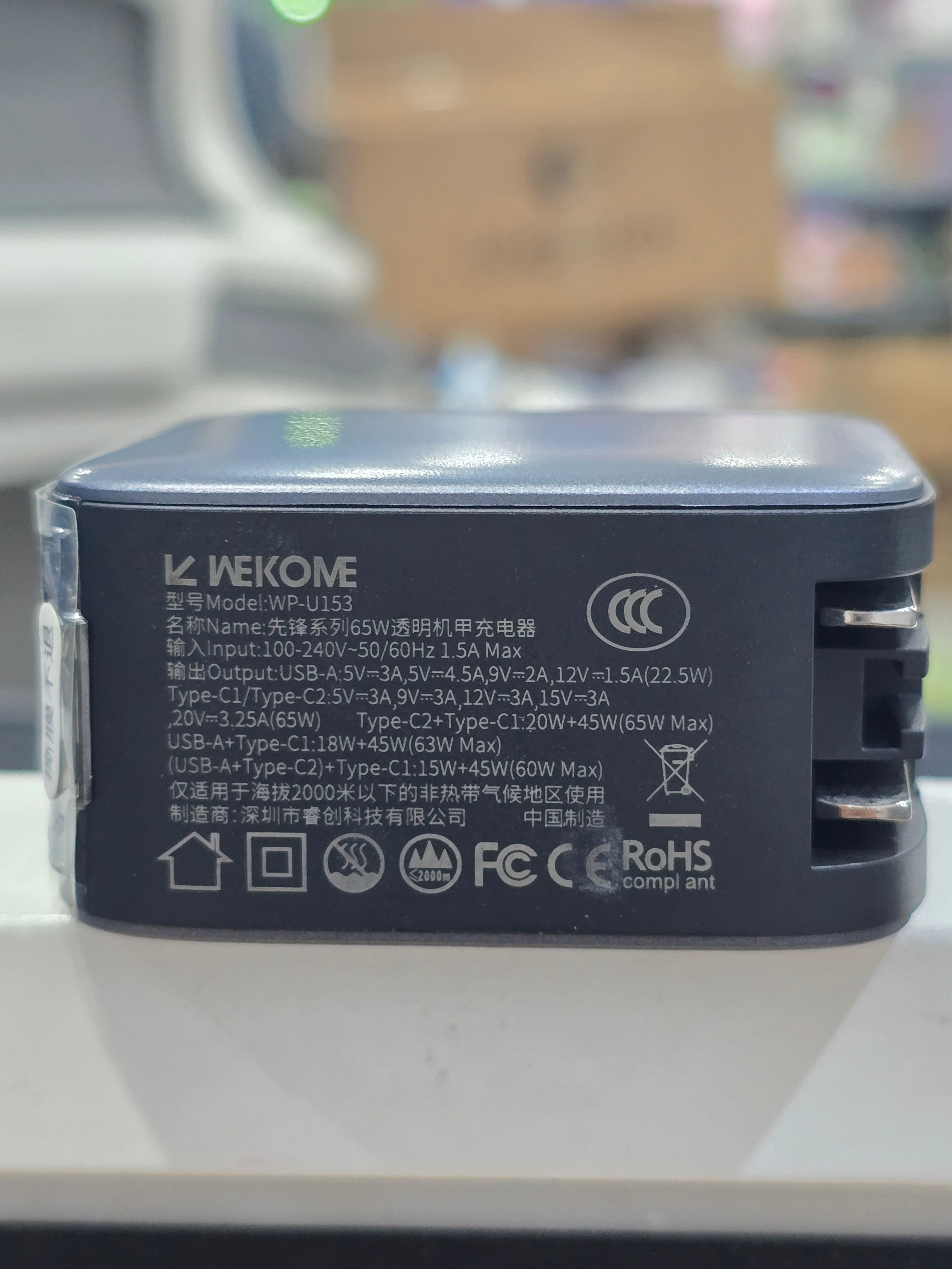 WEKOME PD65W GaN Fast Charging Wall Charger Laptop & Phone Chargers – Vanguard Series Transparent Mecha (WP-U153)