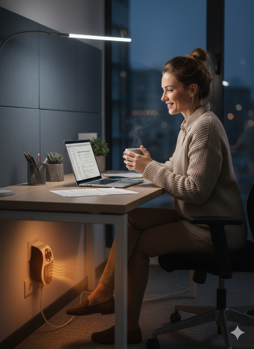 Portable Wall Plug Room Heater – Fast Heating, 12H Timer, 2-Speed Fan | 15°C–32°C Adjustable