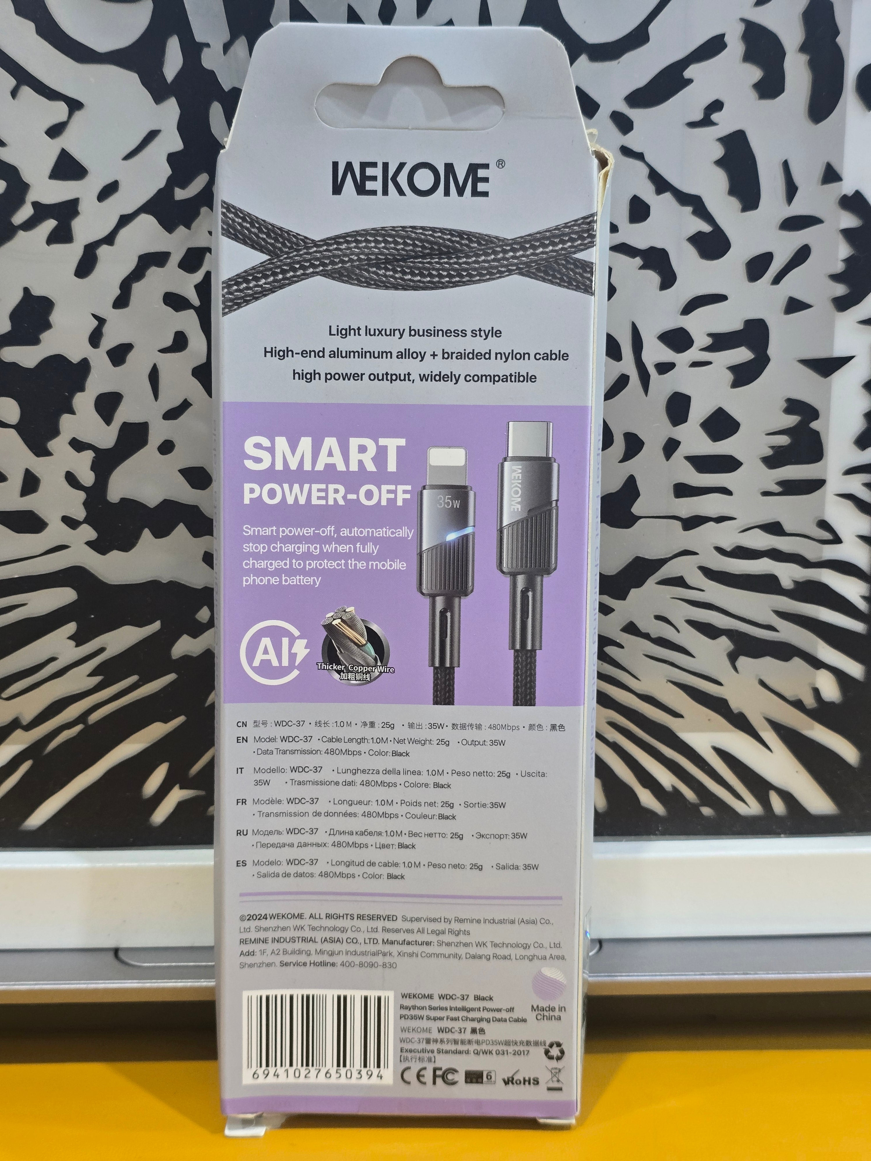 WEKOME PD 35W Fast Charging USB-C to USB-C Braided Data Cable (1M) – WDC-37